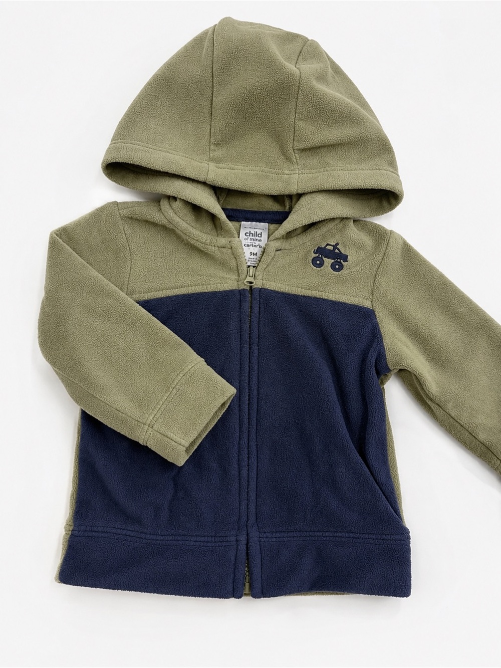 child of mine Olive & Navy Hooded Fleece Jacket